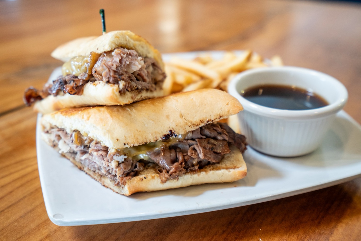 French Dip with au jus and fries